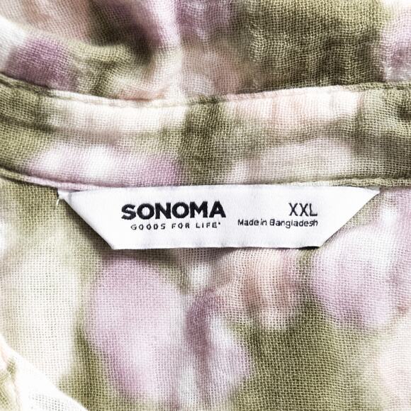 Sonoma Cotton Short Sleeve Button Up Shirt XXL Floral Casual Travel - Picture 9 of 9